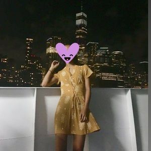 yellow floral corset waist dress